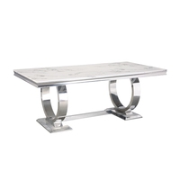 Table de salle à manger rectangulaire haut de gamme avec dessus en marbre Design moderne pour les entrepôts d'ateliers d'hôtels à domicile-Usine directe de Chine
