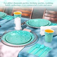 Assiette jetable transfrontalière en papier avec motif étoiles et logo pailleté pour anniversaire de femme, mariage