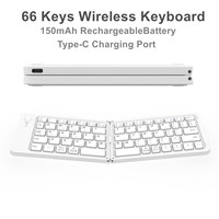 Keyboard Mini Portabel Universal 66 Tombol untuk Tablet Bluetooth Remote Work Nirkabel Dapat Dilipat Anti Ghosting Ringan untuk iPad