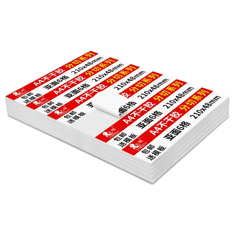 Hoge Kwaliteit Zelfklevende 6-Up Labels 210Mm X 48Mm A4 Barcode Labels Voor Laser/Inkjet printer