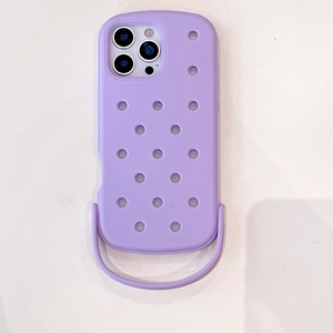 Per <span class=keywords><strong>iPhone</strong></span> 15 Pro/<span class=keywords><strong>14</strong></span> <span class=keywords><strong>Plus</strong></span>, custodia creativa fai-da-te in silicone morbido con polvere viola brillante e foro, protezione a 360° - Product Image 3