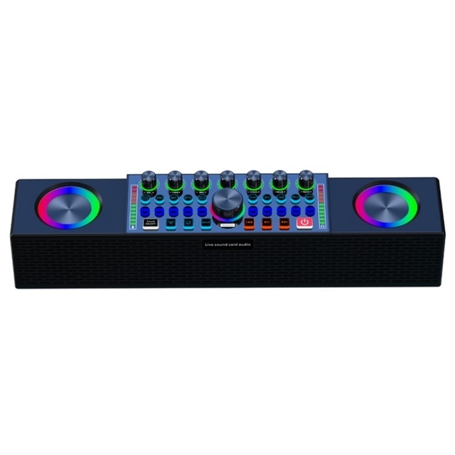 All-in-One SY8 Live Sound Card Machine RGB Desk 3 1 Stereo Subwoofer Mic Speakers Set Soundbar Microphone for Desktop Sound