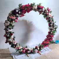 MSFAME Décoration de toile de fond de mariage personnalisée, grande composition florale artificielle ronde rouge de 2 m