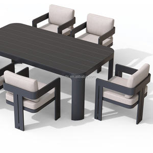 Tables et chaises de jardin en aluminium imperméables Kingmake, ensemble de table à manger d'extérieur avec 6 chaises, ensemble de salle à manger de patio résistant aux intempéries - Product Image 2