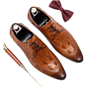 Chaussures Oxford Richelieu à boucle pour hommes, en cuir véritable, de haute qualité, pour affaires, mariage et marié, antidérapantes - Product Image 6