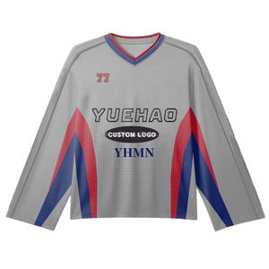 <span class=keywords><strong>Maillot</strong></span> de sport rétro à manches longues personnalisé avec col en V et imprimé camouflage à rayures par sublimation pour homme – <span class=keywords><strong>Hockey</strong></span> sur glace, football, basketball - Product Image 4