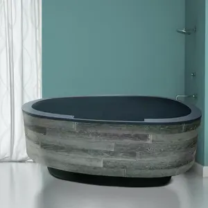 Personalizza le dimensioni vasca da bagno nera riparabile vasche da bagno Freestanding a superficie solida per adulti di lusso