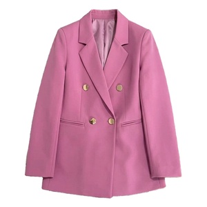 Giacca Casual da Donna Tanghe Multicolore, <span class=keywords><strong>Blazer</strong></span> <span class=keywords><strong>con</strong></span> Risvolto a Doppio Petto, <span class=keywords><strong>Bottoni</strong></span> Dorati, Tasche Laterali, Vestibilità Ampia, 100% Poliestere - Product Image 1