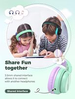 Casque IClever pour enfants avec volume sécurisé micro HD son stéréo sur l'oreille FunShare design pliable 3.5mm filaire pour ordinateur iPad