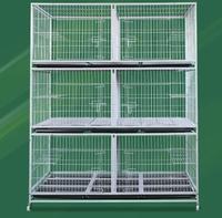 Cage d'élevage pour chiens et chats de luxe en gros, 3 étages, 6 portes, en acier tubulaire carré, fil respirant, cage pour animaux en fer, emballage en boîte