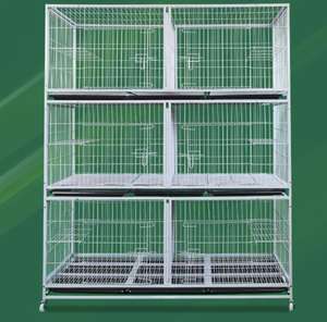 Gabbia di Lusso per Allevamento Cani e Gatti a 3 Livelli e 6 Porte, in Acciaio Tubolare Quadrato, Traspirante, in Confezione Box - Product Image 4