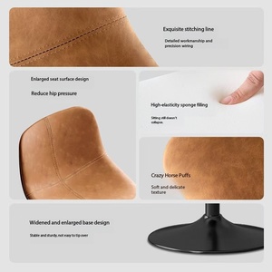 เก้าอี้บาร์หมุนได้ทันสมัย ปรับระดับความสูงได้ พร้อมพนักพิง สำหรับเคาน์เตอร์ครัว เกาะครัว บาร์ที่บ้าน คาเฟ่ - Product Image 4