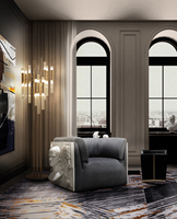 Fauteuil de luxe rembourré, fauteuil design, salon, hall d'hôtel, réception, villa, meubles, canapé individuel sur mesure