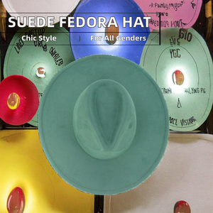 Custom Vintage British Fedora Hat 7cm Brim Polyester Suede Fabric Fashionable Unisex Men Women Classic Panama Jazz <b>Cap</b> - Product Image 3