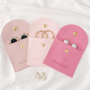 Sac à bouton-pression en velours avec logo personnalisé Emballage de bijoux en microfibre souple Pochette pour bracelet, collier, boucles d'oreilles, bagues - Product Image 3