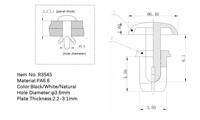Nouveaux clips de fixation en nylon R3545, clips de retenue en plastique, rivets à pression pour la fixation des garnitures de portières automobiles