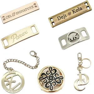 Custom Engraved Metal Logo Name Brand Tag Plate Pin Sticker Labels for Bags And Purses Handbag Cloth