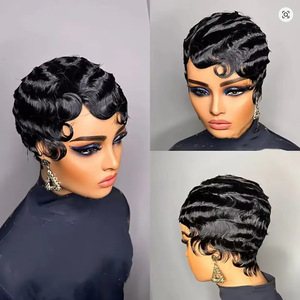 Perruque Courte Bouclée Ruiyi A1285 Noire avec Frange Latérale en Fibre Synthétique – Style Tendance pour Femme - Product Image 1