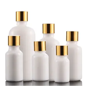Garrafa de vidro de porcelana branca, garrafa de vidro branca para cosméticos de 30ml e 50ml