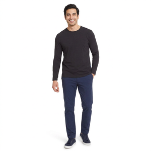 T-shirts pour hommes de haute qualité 100% coton Manches longues Design tendance Vente en gros pas cher T-shirt personnalisé T-shirts pour hommes - Product Image 1