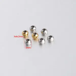 5mm 6mm DIY özel takı bulgular aksesuarları yapma paslanmaz çelik bilezik kolye bilezik için top boncuk Spacer durdu