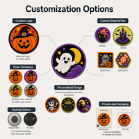 Juego de imanes de nevera personalizados de Halloween con insignias de chenilla bordadas, diseño de calabaza y fantasma, para regalos y merchandising minorista