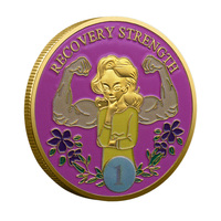 Pièce commémorative personnalisée de récupération et de renforcement, gravée double face, en fer plaqué couleur, imprimée UV, pour la guérison mentale