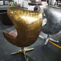 Chaise d'aviation de luxe, chaises pivotantes en laiton antique, style rétro vintage, cuir brun, chaise Spitfire pour club, hôtel, salon