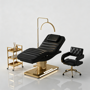 New Design Beauty Nail Salon Equipment <b>pink</b> Leather Cosmetic Facial Spa Bed 3 Motor Electric Massage Table Set with <b>Stool</b> - Product Image 3