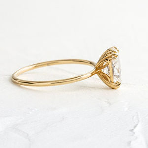 Bagues de fiançailles et alliances en or 14 carats, style vintage simple, avec moissanite véritable brillante de couleur terre - Product Image 3