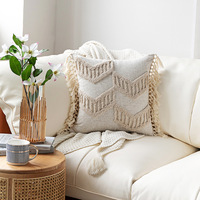 Ourwarm — coussin de canapé brodé style marocain, style scandinave et nordique, housse d'oreiller brodée avec franges décoratives