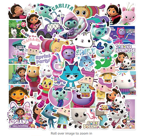 50 Calcomanías de Vinilo de Gabby's Dollhouse con Impresión UV, Resistentes al Agua, Forma Personalizada, Regalo Promocional Estético para Niños, Decoración - Product Image 1