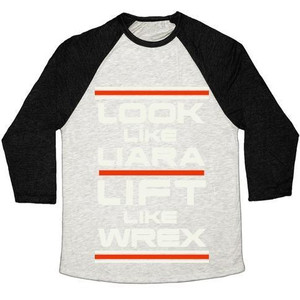 Look Like Liara Lift Like Wrex Camiseta de béisbol unisex de mezcla triple - Product Image 4