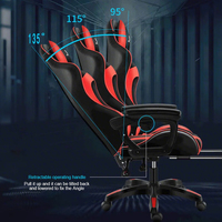 Chaise de jeu inclinable en cuir pour PC de course, avec repose-pieds et éclairage LED – Prix abordable