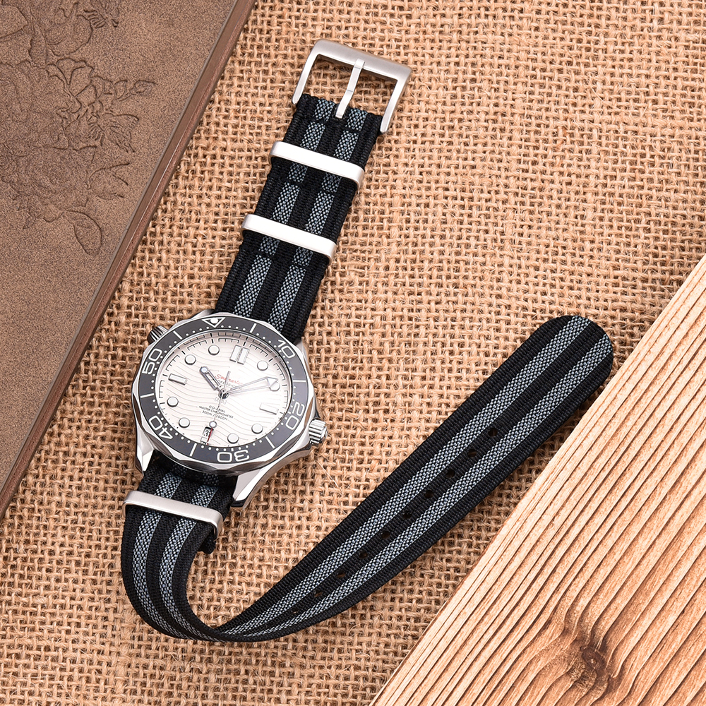 Juelong Fabric Watch Strap 18mm 20mm 22mm Braided Nylon Watch Bands Premium Ribbed Nylon Strap