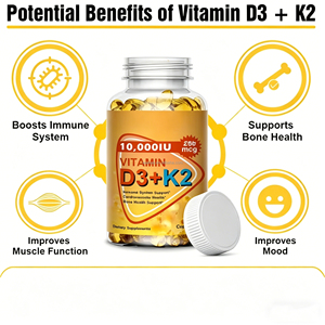 Complément de <span class=keywords><strong>Vitamine</strong></span> D3 K2 MK-7 Haute Puissance 5000 UI D3 & 100mcg K2 pour la Santé des Os et du Cœur 120 Gélules Molles Sans OGM - Product Image 2
