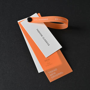 Label gantung cap panas timbul kertas khusus label merek pakaian dapat ditempatkan daur ulang dan disesuaikan - Product Image 3