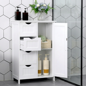 Armario de Almacenamiento de Madera Blanca Hecho a Mano, Diseño Tradicional, Organizador de Múltiples Niveles para Decoración y Mobiliario Moderno para el Hogar - Product Image 1
