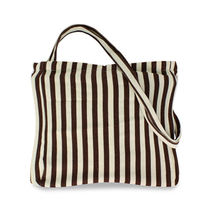 Bolsa de Lona Personalizada con Asas y Correa Larga a Rayas con Cordón Ajustable - Product Image 1