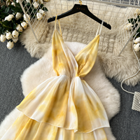 Robes longues jaunes élégantes sans manches style décontracté français pour l'été et l'automne 2026 – Nouvelle collection très prisée