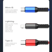 Nouveauté : Câble USB 3-en-1 66W Type-C Micro pour charge rapide et transfert de données pour téléphone portable, appareil photo et ordinateur