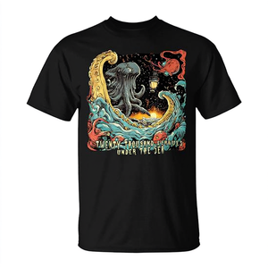 Camiseta Twenty Thousand Leagues Under The Sea para adultos, unisex, diseño gráfico negro - Product Image 2