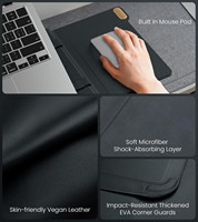 Housse pour ordinateur portable 14 pouces ultra-fine avec poignée, 2 modes de support, housse pour MacBook avec support réglable et tapis de souris intégré