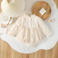 Body de Manga Larga para Bebé Recién Nacido de Otoño, Vestido Tipo Romper de Encaje para Bebé, Ropa de Algodón para Niña Pequeña