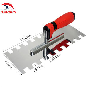 उच्च गुणवत्ता वाले स्टेनलेस स्टील ट्रॉवेल चुकता टाइल और फर्श ट्रॉवेल 280*130 मिमी नॉच 8 मिमी 0.7 मिमी मोटाई Tpr हैंडल के साथ - Product Image 5