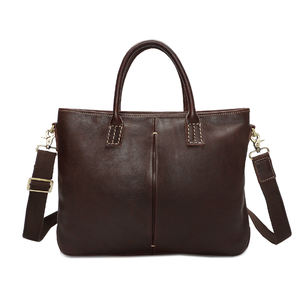 Bolsos de Cuero Genuino con Cierre de Cremallera Vintage para Abogados, con Correa Extraíble, Bolsos de Mano para <span class=keywords><strong>Oficina</strong></span> para Hombres - Product Image 2
