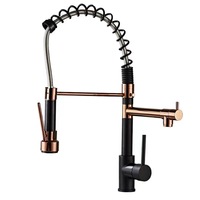 Nouvelle Robinet de Cuisine Coulissant en Alliage de Cuivre Électroplaqué, Pivotant à 360°, Double Mode, Mitigeur Monotrou, Valve Céramique, Style Américain