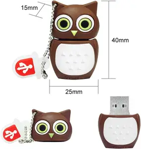 Gitra Promotional Customized PVC 2D 3D USB Flash Drive USB2.0 1GB 2GB 4GB 8GB 16GB 32GB 2D 3D Owl Shape RubberUSB Memory Stick