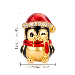 Ciondoli Pan Charms Placcati Argento e Oro, Babbo Natale, Pinguino, Pupazzo di Neve, Cappello, Perline Compatibili con Bracciali Originali, Gioielli Natalizi Berluque - Product Image 6