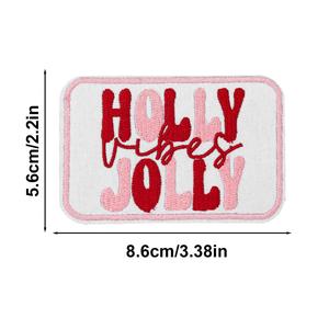 Parche Termoadhesivo de Estilo Conciso con Bordado de Dibujos Animados de Navidad: Santa Claus y Holly Jolly para Decoración de Sombreros - Product Image 5